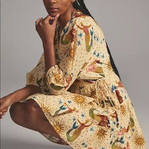 Farm x Anthropologie Mermaid Print Wrap Mini Dress